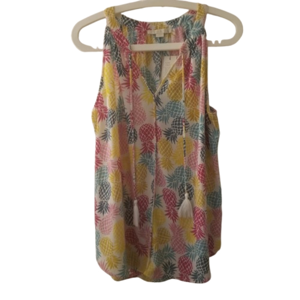 NWT Cooper & Ella Colorful Pineapple Print Sleeveless Top